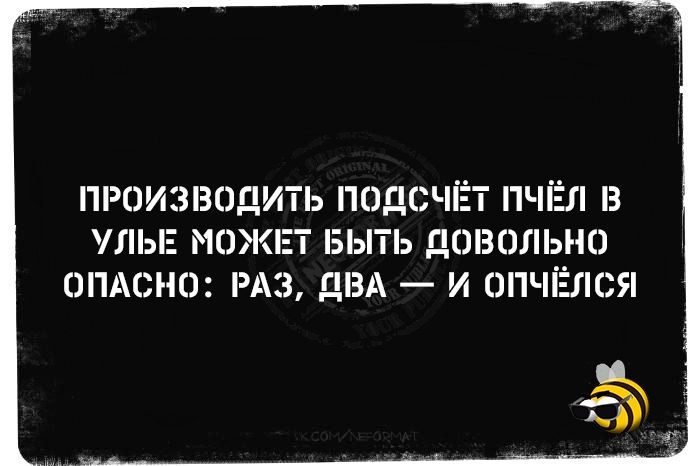 ПРОИЗВОДИТЬ ПОДСЧЁТ ПЧЁЛ В УЛЬЕ МОЖЕТ БЫТЬ ДОСТАТОЧНО ОПАСНО: РАЗ, ДВА — И ОПЧЁЛСЯ