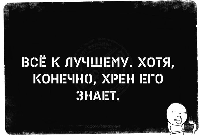 ВСЁ К ЛУЧШЕМУ. ХОТЯ, КОНЕЧНО, ХРЕН ЕГО ЗНАЕТ.