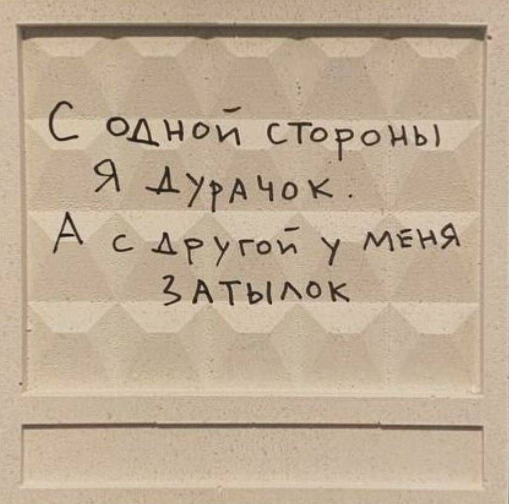 С одной стороны я дурачок. А с другой у меня затылок