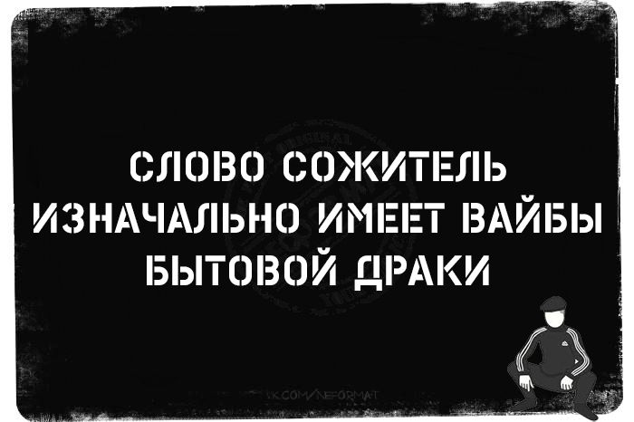 СЛОВО СОЖИТЕЛЬ ИЗНАЧАЛЬНО ИМЕЕТ ВАЙЫБЫ БЫТОВОЙ ДРАКИ