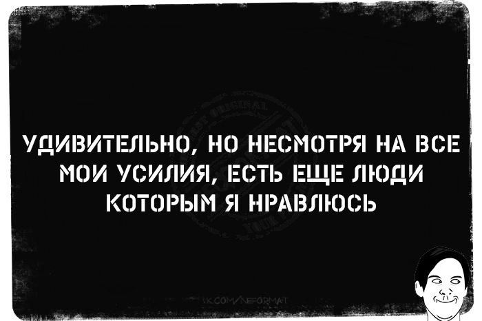 Удивительно, но несмотря на все мои усилия, есть еще люди которым я нравлюсь