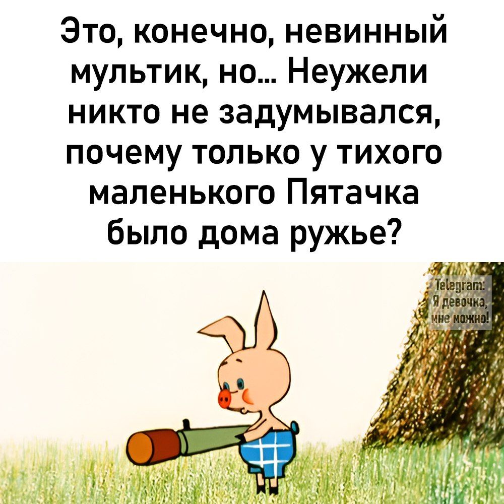 Это конечно невинный мультик но Неужели никто не задумывался почему только у тихого маленького Пятачка было дома ружье л0е