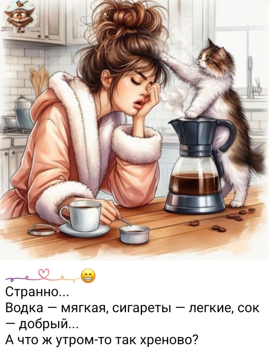 Странно... Водка — мягкая, сигареты — легкие, сок — добрый... А что ж утром-то так хреново?