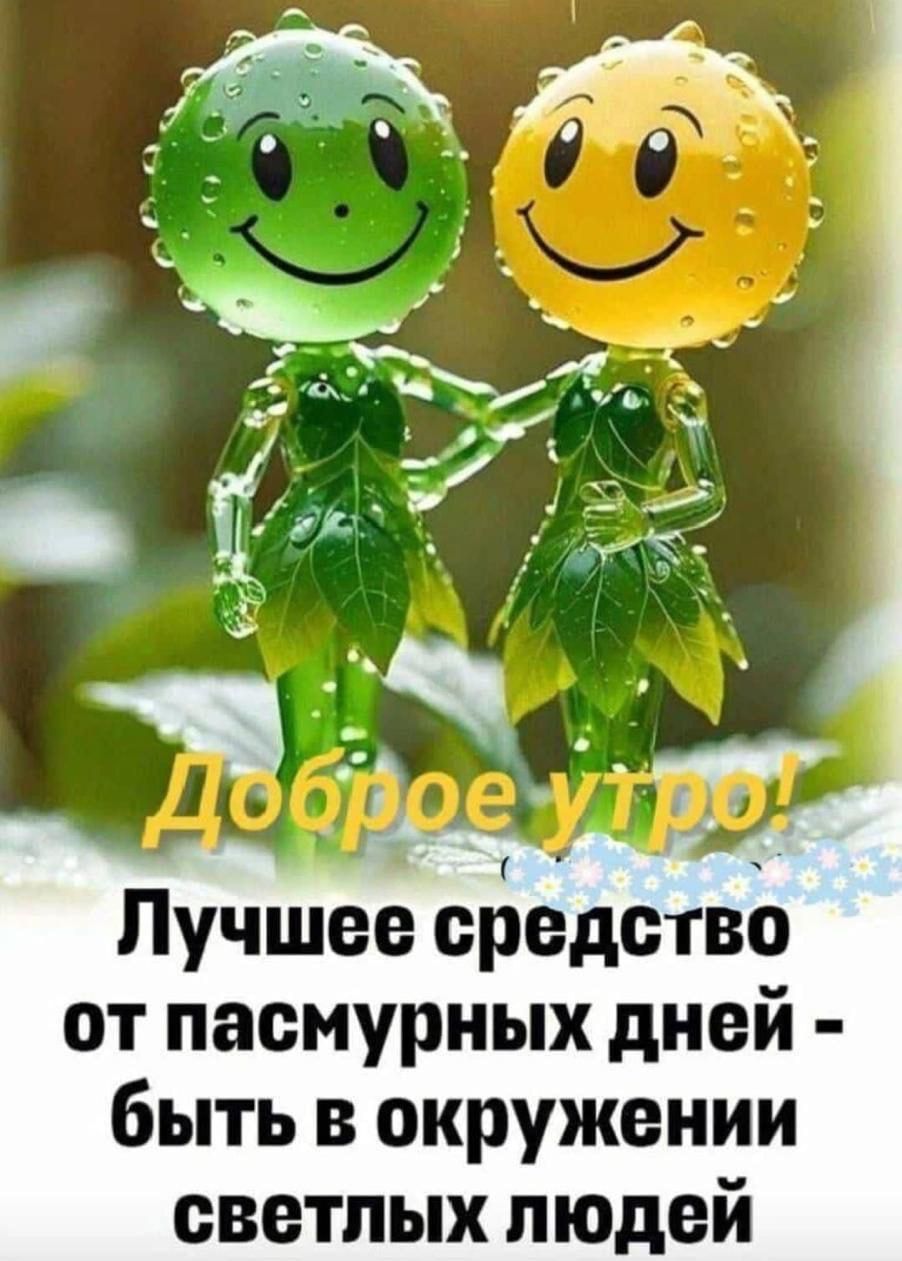 Доброе утро! Лучшеe средство от пасмурных дней - быть в окружении светлых людей.