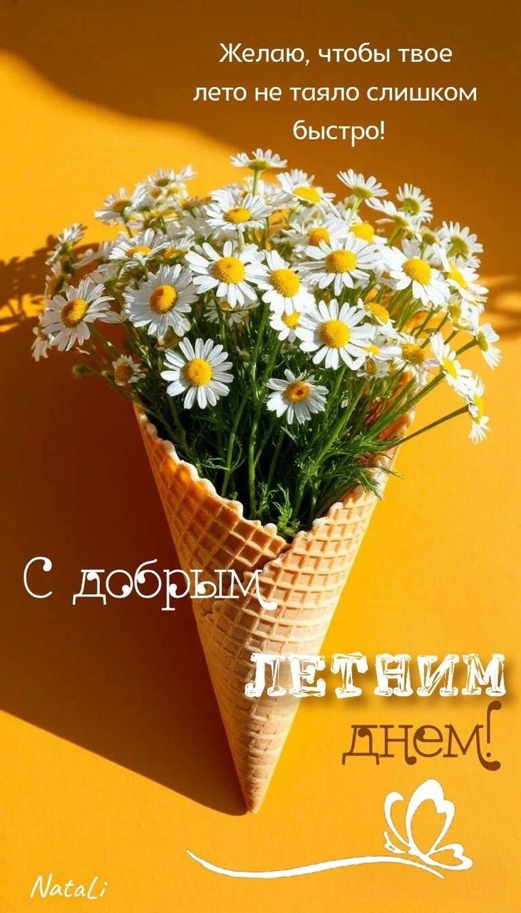 Желаю, чтобы твое лето не таяло слишком быстро!
С добрым летним днем!