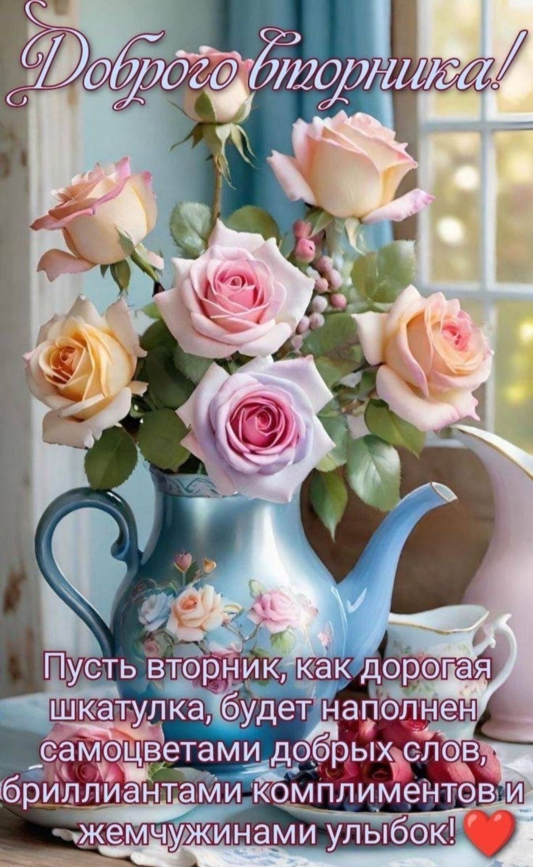 Доброе вторника! Пусть вторник, как дорогая шкатулка, будет наполнен самоцветами добрых слов, бриллиантами комплиментов и жемчужинами улыбок! ❤️