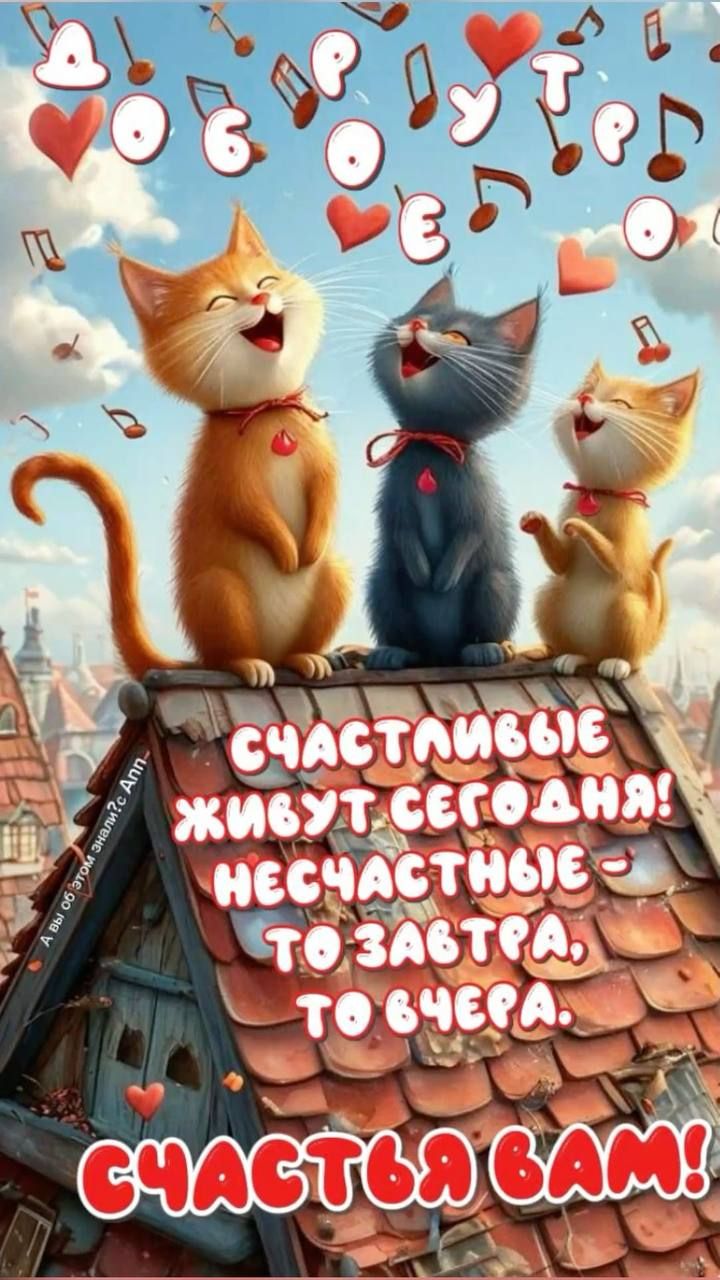 Доброе утро! Счастливые живут сегодня! Несчастные - то завтра, то вчера. Счастья вам!