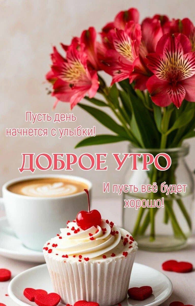 Пусть день начнется с улыбки! ДОБРОЕ УТРО И пусть всё будет хорошо!