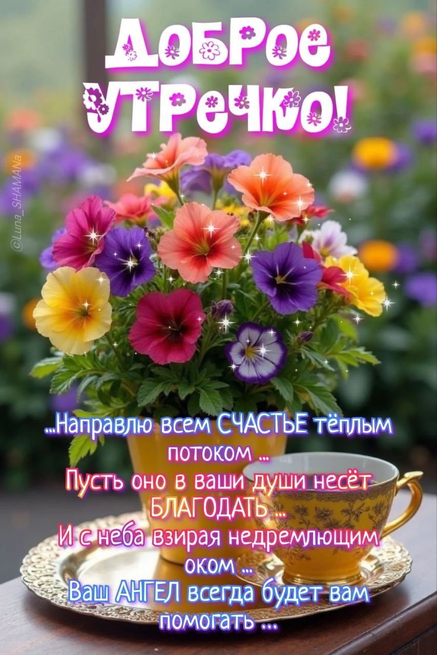 ДОБРОЕ УТРЕЧКО!

...Направлю всем СЧАСТЬЕ тёплым потоком ...
Пусть оно в ваши души несёт БЛАГОДАТЬ...
И с неба взирая недремлющим оком ...
Ваш АНГЕЛ всегда будет вам помогать ...
