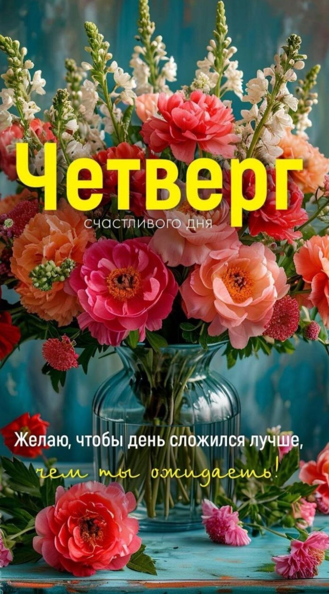 Четверг счастливого дня
Желаю, чтобы день сложился лучше, чем ты ожидаешь!