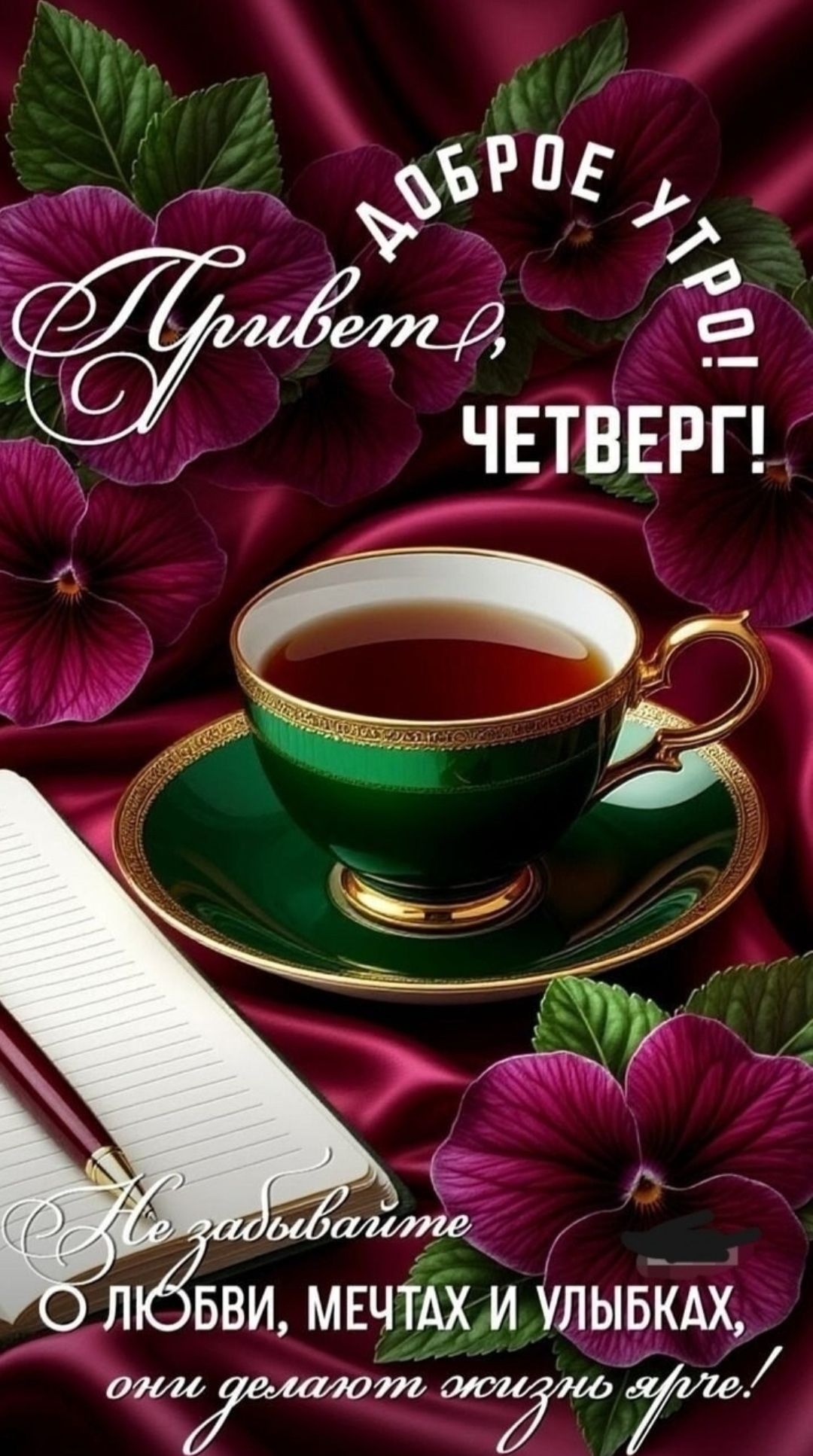 Доброе утро! Привет, ЧЕТВЕРГ! Не забывайте о ЛЮБВИ, МЕЧТАХ И УЛЫБКАХ, они делают жизнь ярче!
