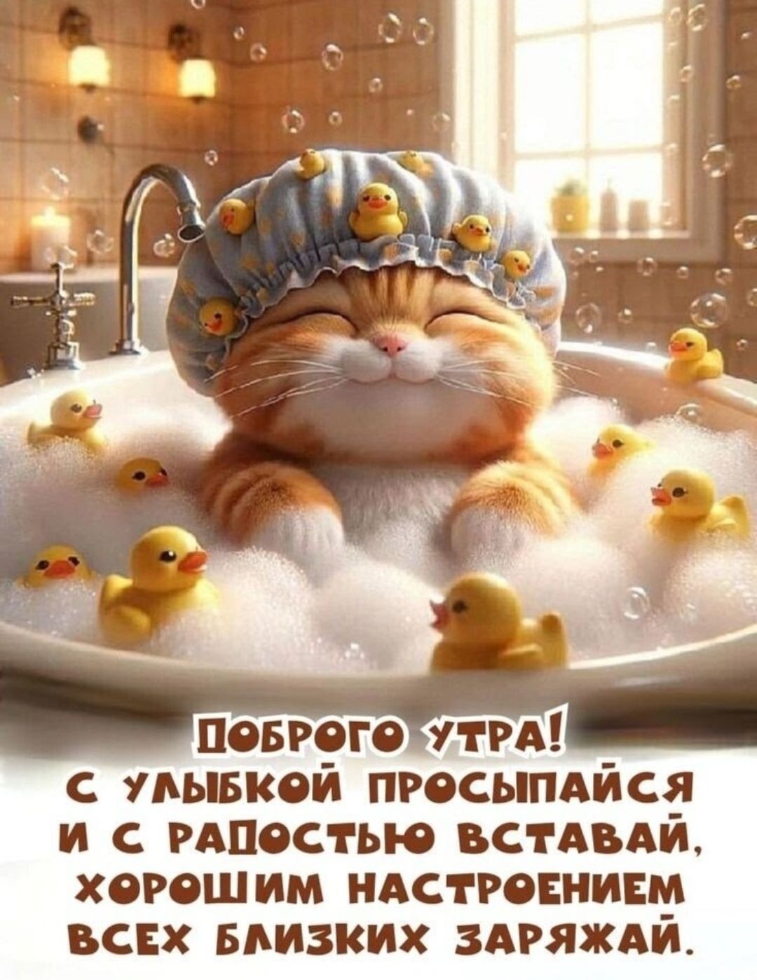 Доброе утро! С улыбкой просыпайся и с радостью вставай, хорошим настроением всех близких заряжай.