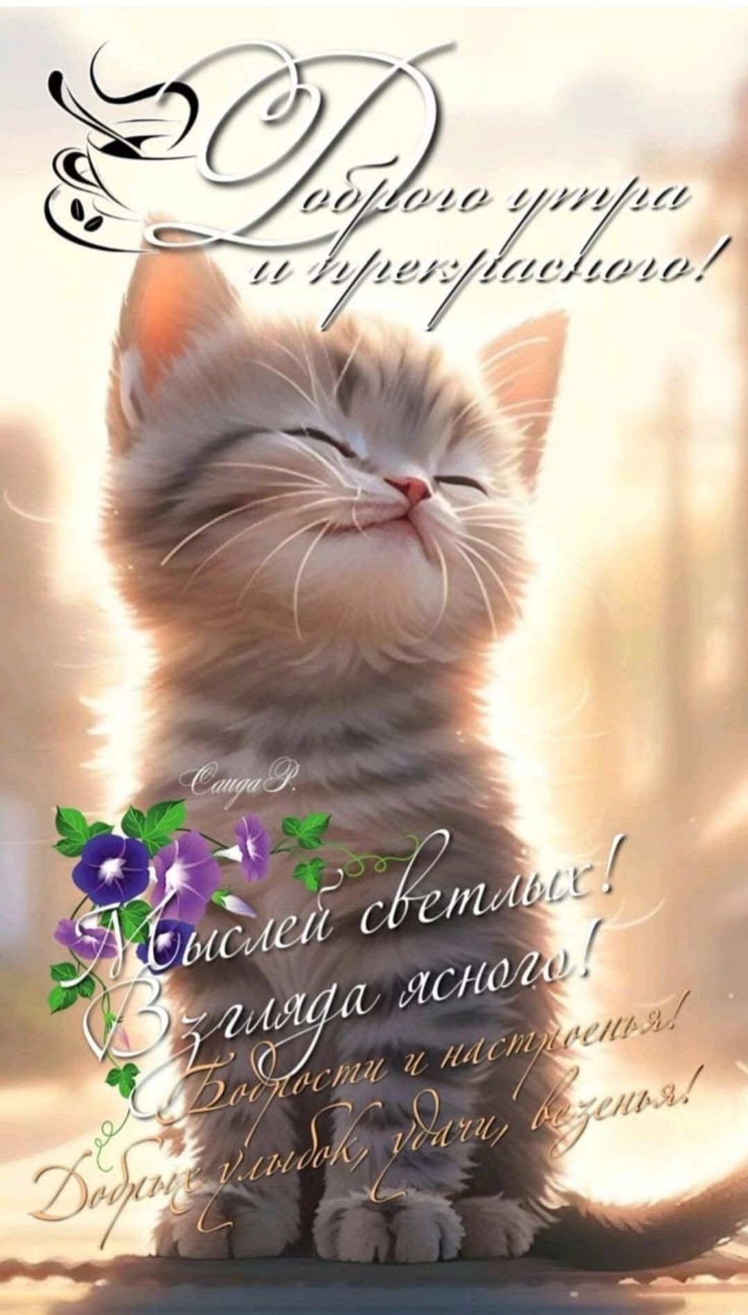 Доброе утро и прекрасного! Мыслей светлых! Взгляда ясного! Радости и настроенья! Добрых привычек, удачи, везенья!