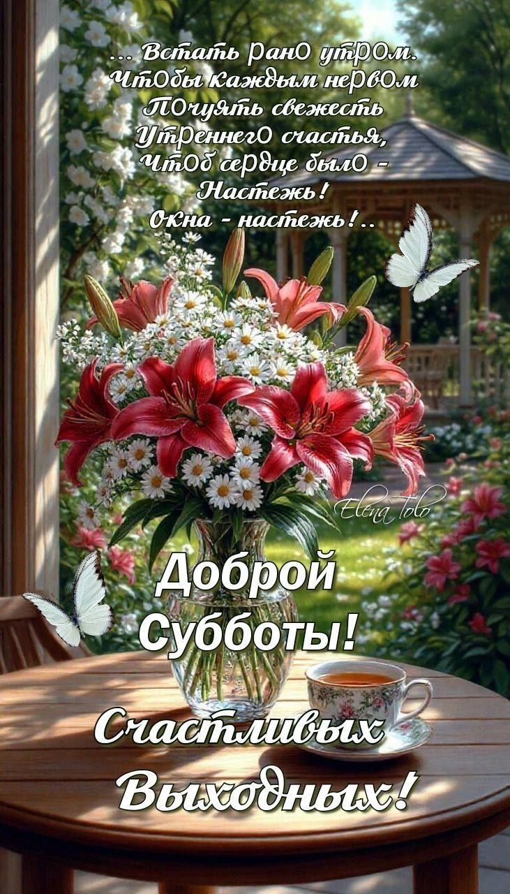 ... Встать рано утром, чтобы каждым нервом почувствовать свежесть утреннего счастья, чтобы сердце было – наслажденье! Окна – наслажденье! ... Доброй Субботы! Счастливых Выходных!
