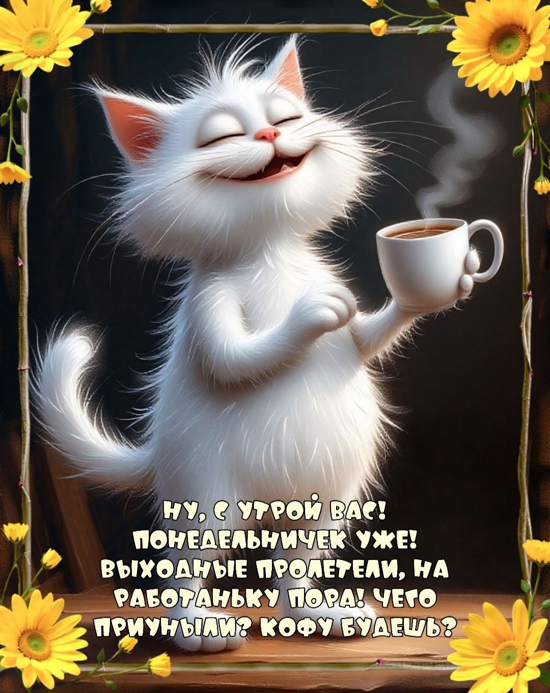 Ну, с утра вас! Понедельничек уже! Выходные пролетели, на работу пора! Чего принужишь? кофе будешь?