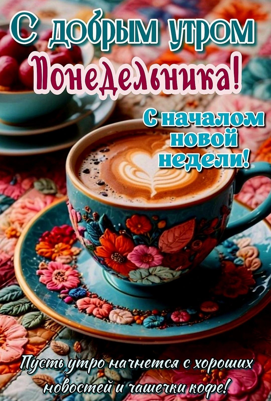 С добрым утром Понедельника! С началом новой недели! Пусть утро начнется с хороших новостей и сладкого кофе!