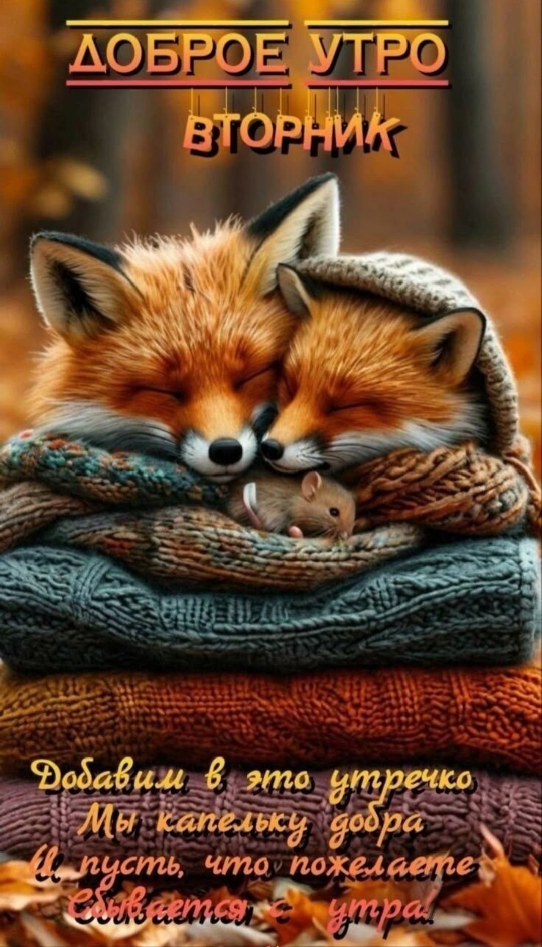 Доброе утро
Вторник

Добавим в это утречко
Мы капельку добра
И пусть, что пожелаете