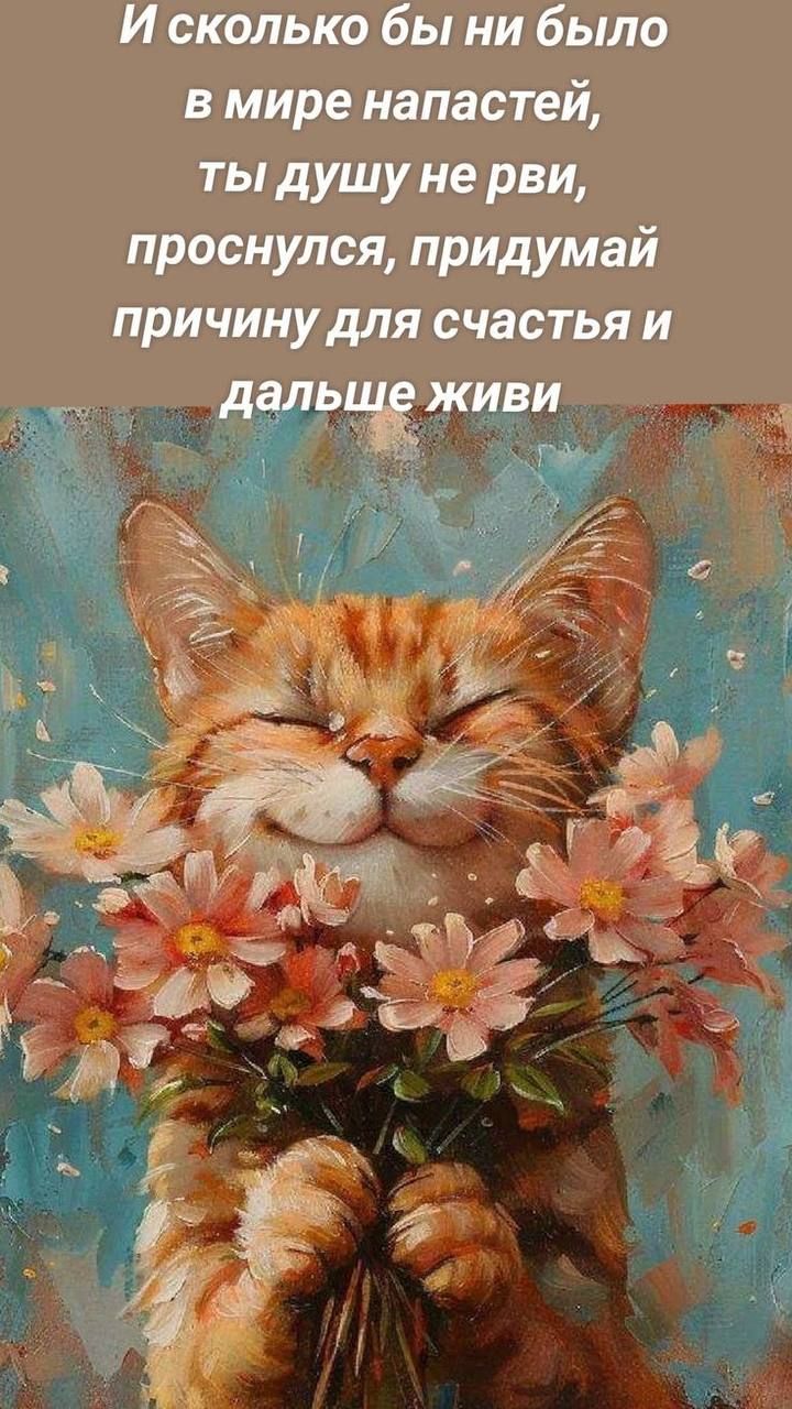 И сколько бы ни было в мире напастей, ты душу не рви, проснулся, придумай причину для счастья и дальше живи