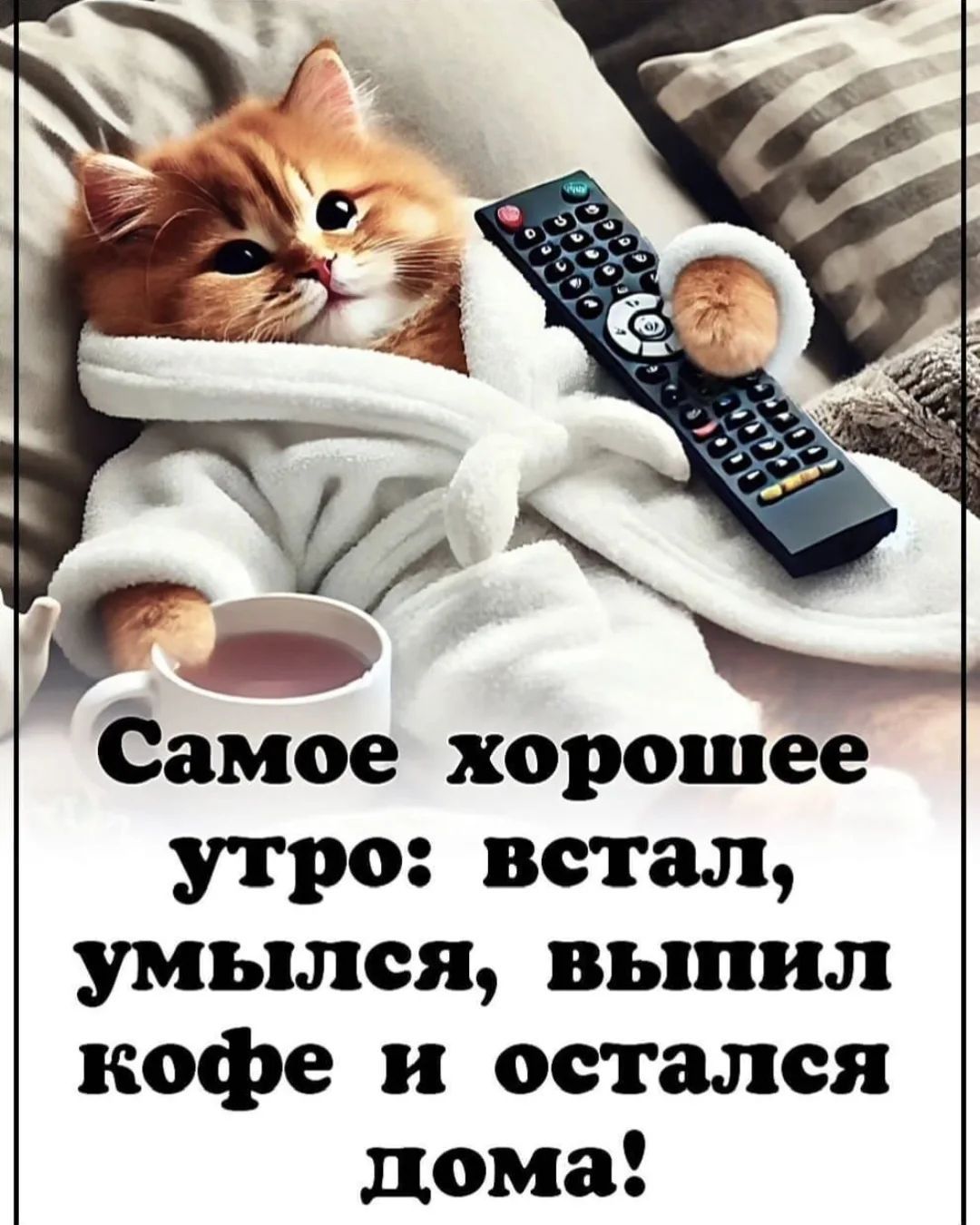 Самое хорошее утро: встал, умылся, выпил кофе и остался дома!