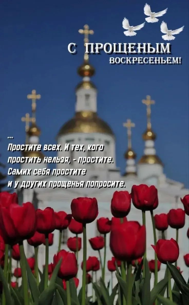 С ПРОЩЕННЫМ ВОСКРЕСЕНЬЕМ!

... Простите всех. И тех, кого простить нельзя, - простите. Самим себя простите И у других простения попросите.