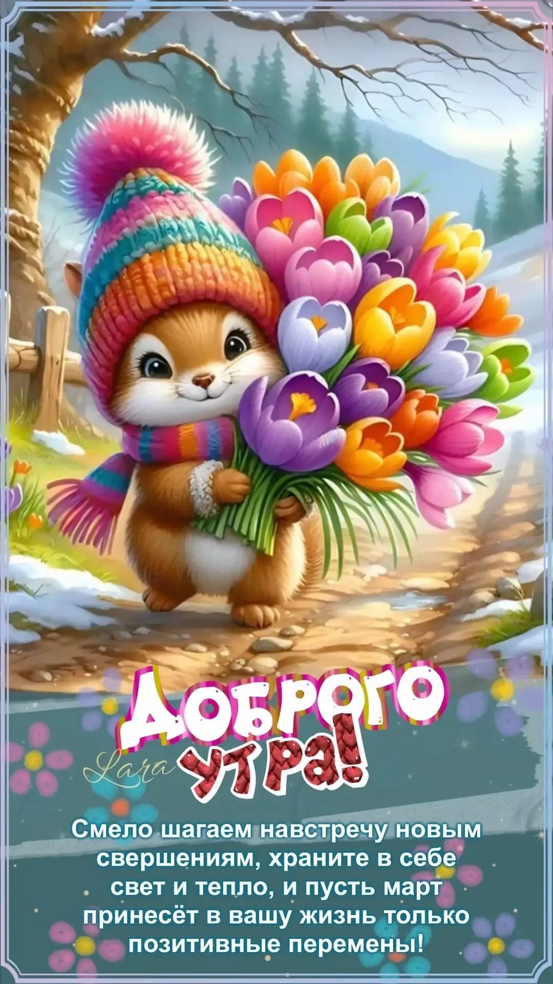Доброго утра! Смело шагаем навстречу новым свершениям, храните в себе свет и тепло, и пусть март принесёт в вашу жизнь только позитивные перемены!