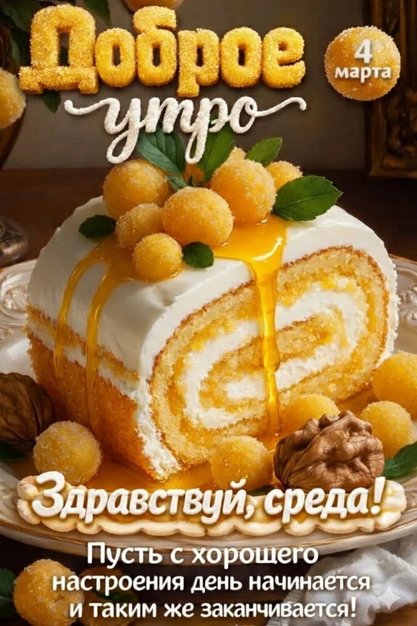 Доброе утро 4 марта. Здравствуй, среда! Пусть с хорошего настроения день начинается и таким же заканчивается!