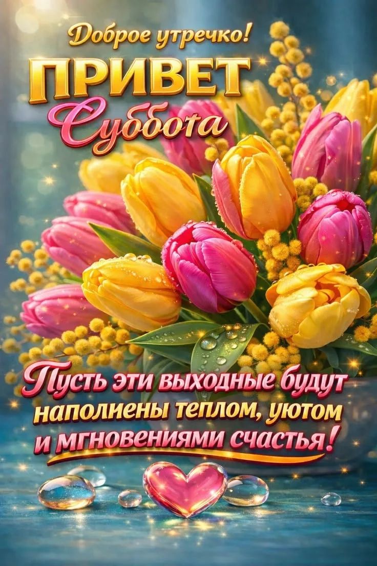 Доброе утречко! ПРИВЕТ Суббота Пусть эти выходные будут наполнены теплом, уютом и мгновениями счастья!