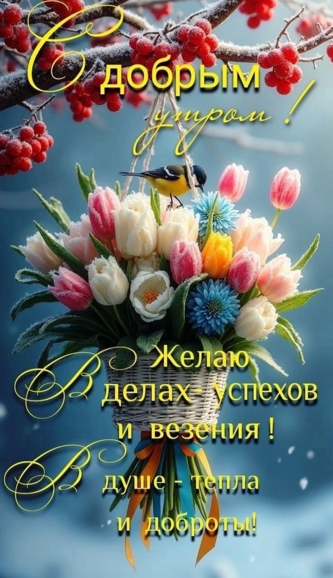 С добрым утром! Желаю в делах - успехов и везения! В душе - тепла и доброты!