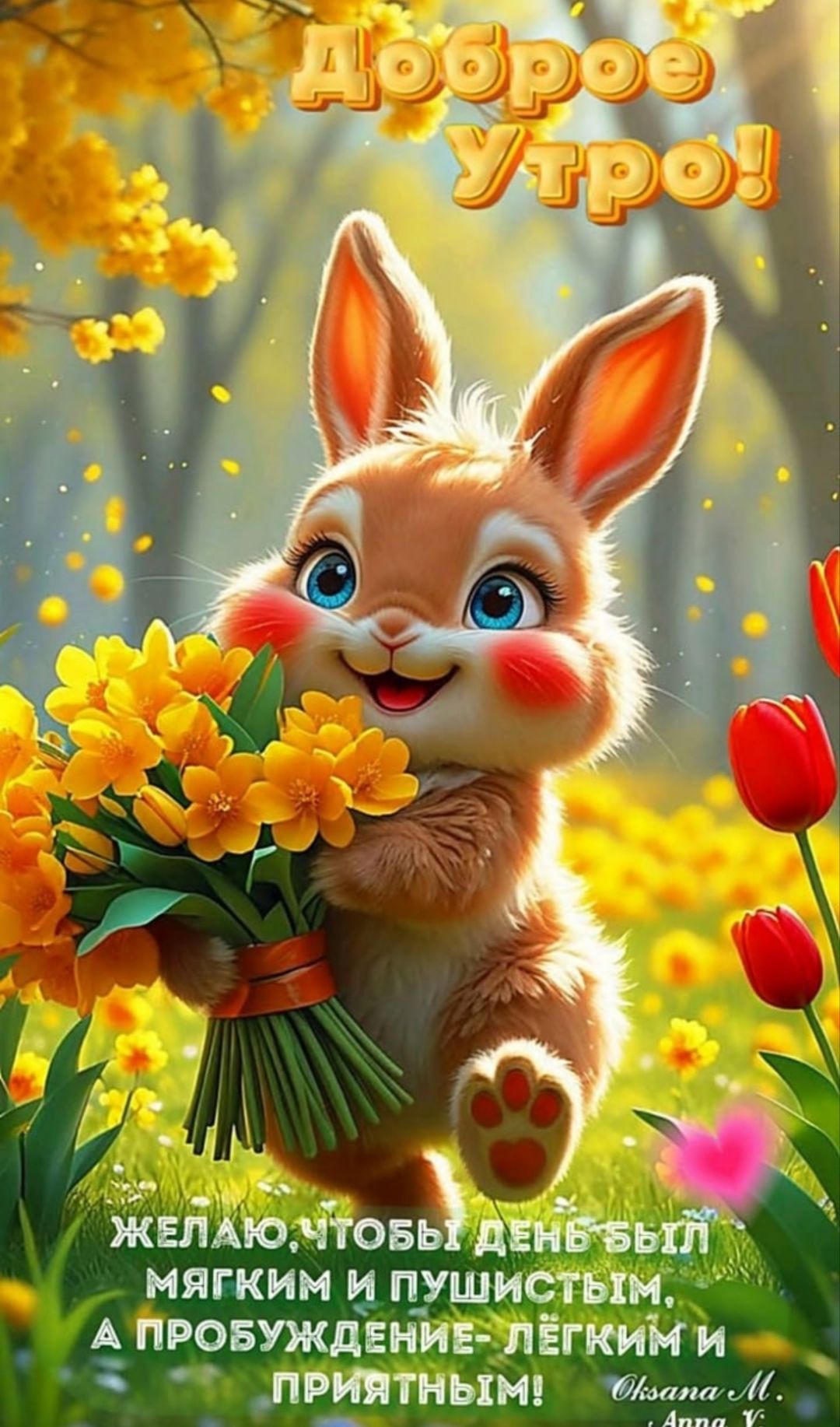 Доброе Утро! ЖЕЛАЮ, ЧТОБЫ ДЕНЬ БЫЛ МЯГКИМ И ПУШИСТЫМ, А ПРОБУЖДЕНИЕ - ЛЁГКИМ И ПРИЯТНЫМ! Oksana M. Anna Y.