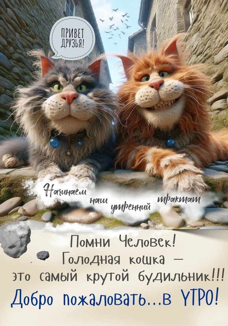 ПРИВЕТ ДРУЗЬЯ! Начинаем наш утренний трактат Помни Человек! Голодная кошка — это самый крутой будильник!!! Добро пожаловать...В УТРО!
