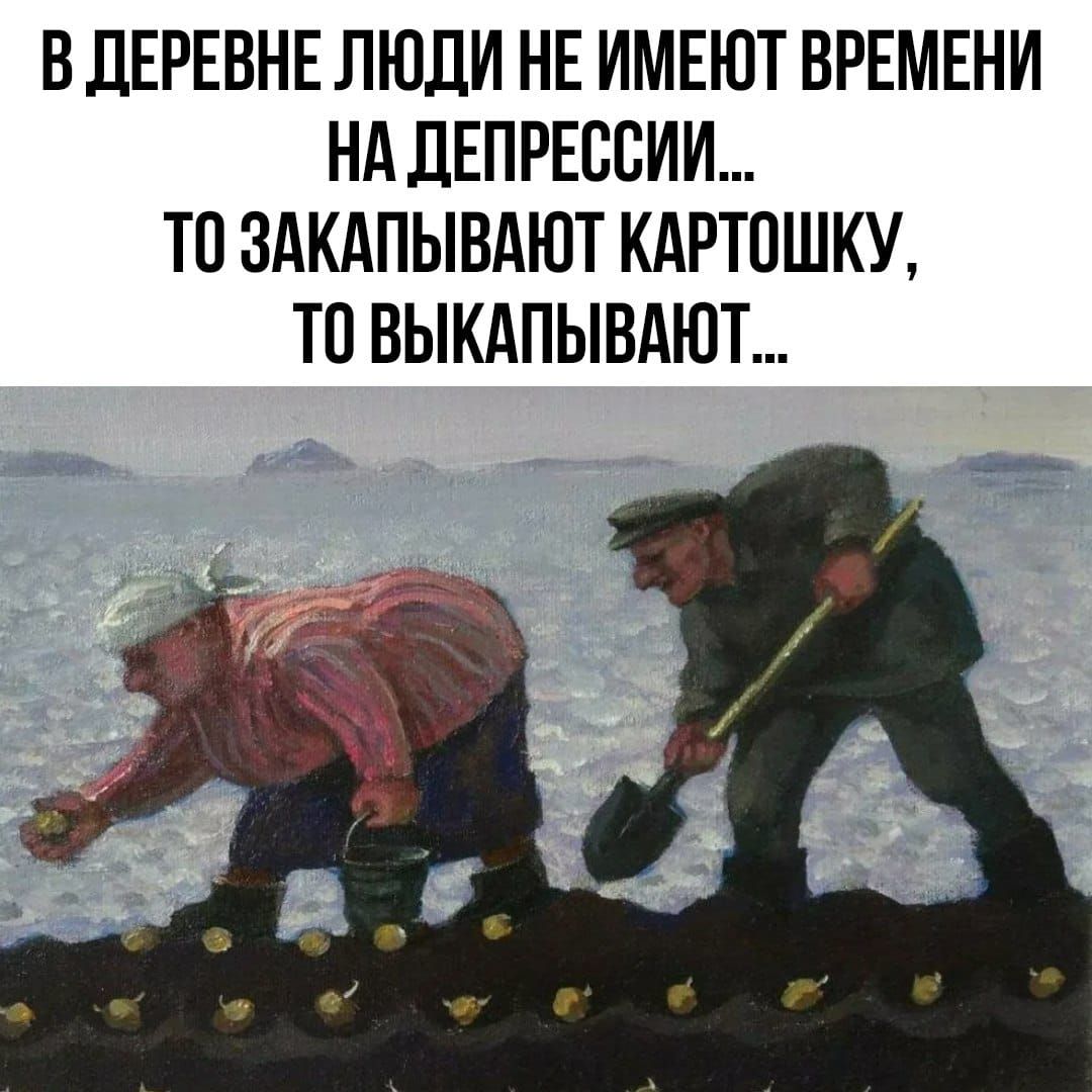 В деревне люди не имеют времени на депрессию... то закапывают картошку, то выкапывают...