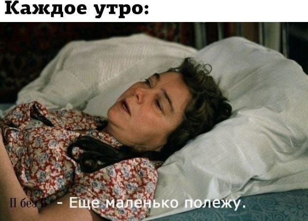 Каждое утро: И без... - Ещё маленько полежу.