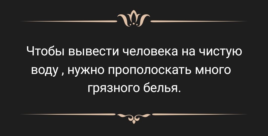 0 Чтобы вывести человека на чистую воду нужно прополоскать много грязного белья др