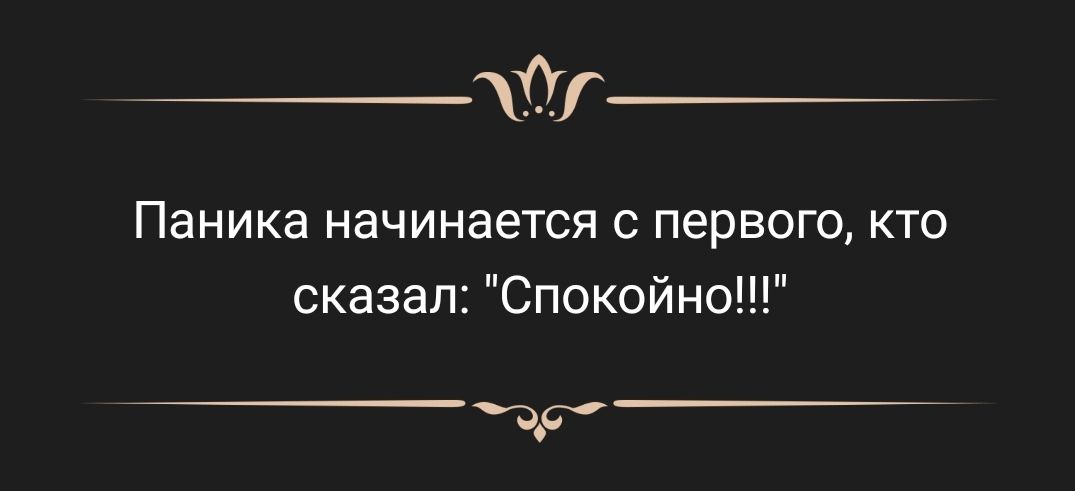т Паника начинается с первого кто сказал Спокойно т