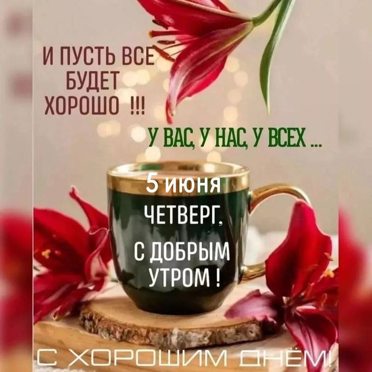 И пусть все будет хорошо !!!
У вас, у нас, у всех ...
5 июня ЧЕТВЕРГ, С ДОБРЫМ УТРОМ !
С ХОРОШИМ ДНЕМ
