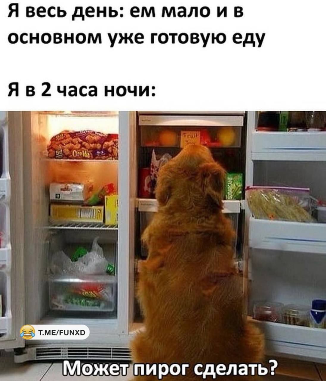 Я весь день ем мало и в основном уже готовую еду Я в 2 часа ночи _ таМожетпирог сделать