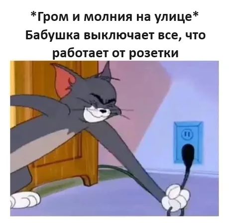 Гром и молния на улице Бабушка выключает все что работает от розетки