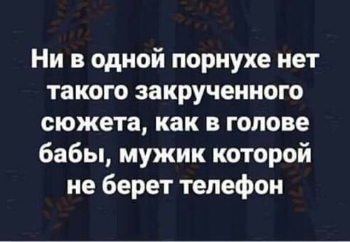 Ни в одной порнухе нет такого закрученного сюжета как в голове бабы мужик которой не берет телефон