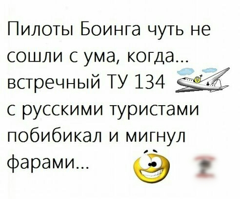 Пилоты Боинга чуть не сошли с ума когда встречный ТУ 134 с русскими туристами побибикал и мигнул фарами