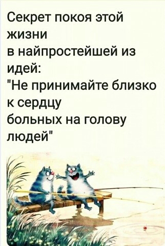 Секрет покоя этой жизни в найпростейшей из идей Не принимайте близко к сердцу бОЛЬНЫХ на ГОЛОВУ людеи