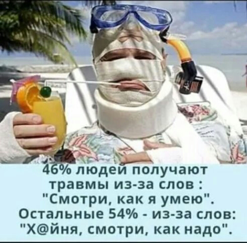 травмы из за слов Смотри как я умею Остальные 54 из за слов Хйня смотри как надо