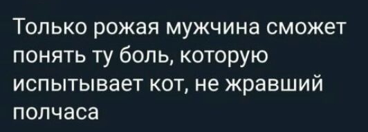 Только рожая мужчина сможет понять ту боль которую испытывает КОТ не ЖРЭВШИЙ ПОЛЧЗСЗ