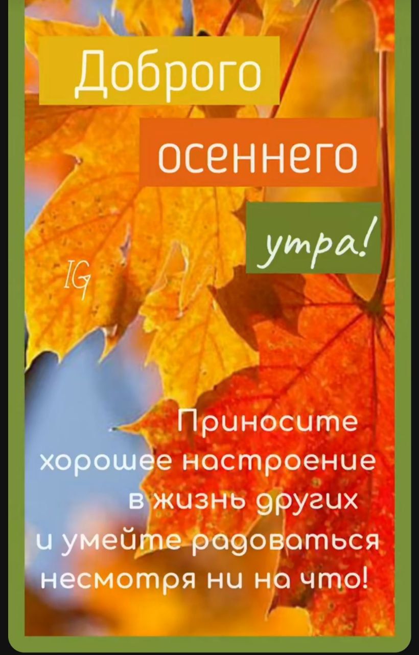 Доброго осеннего УМРД Приносите е ностроение жизнъ других Чтеадовоться мотря нч на что