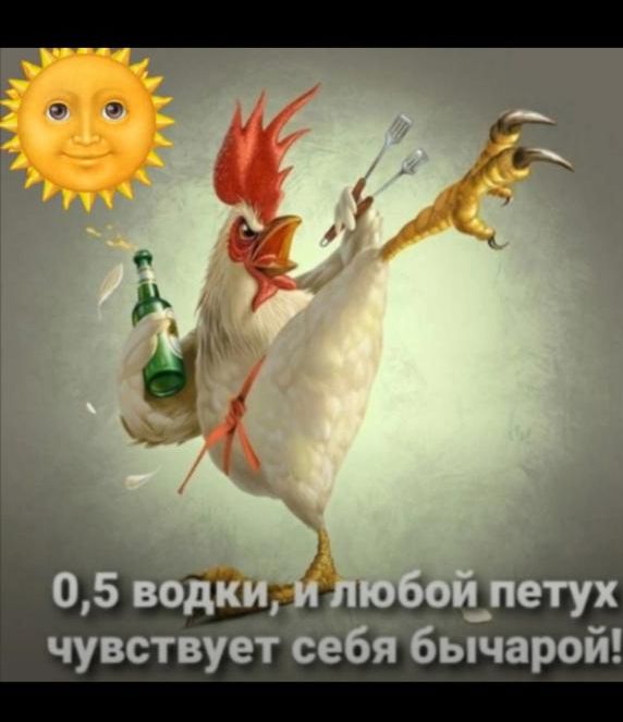 0,5 водки, и любой петух чувствует себя бычараой!