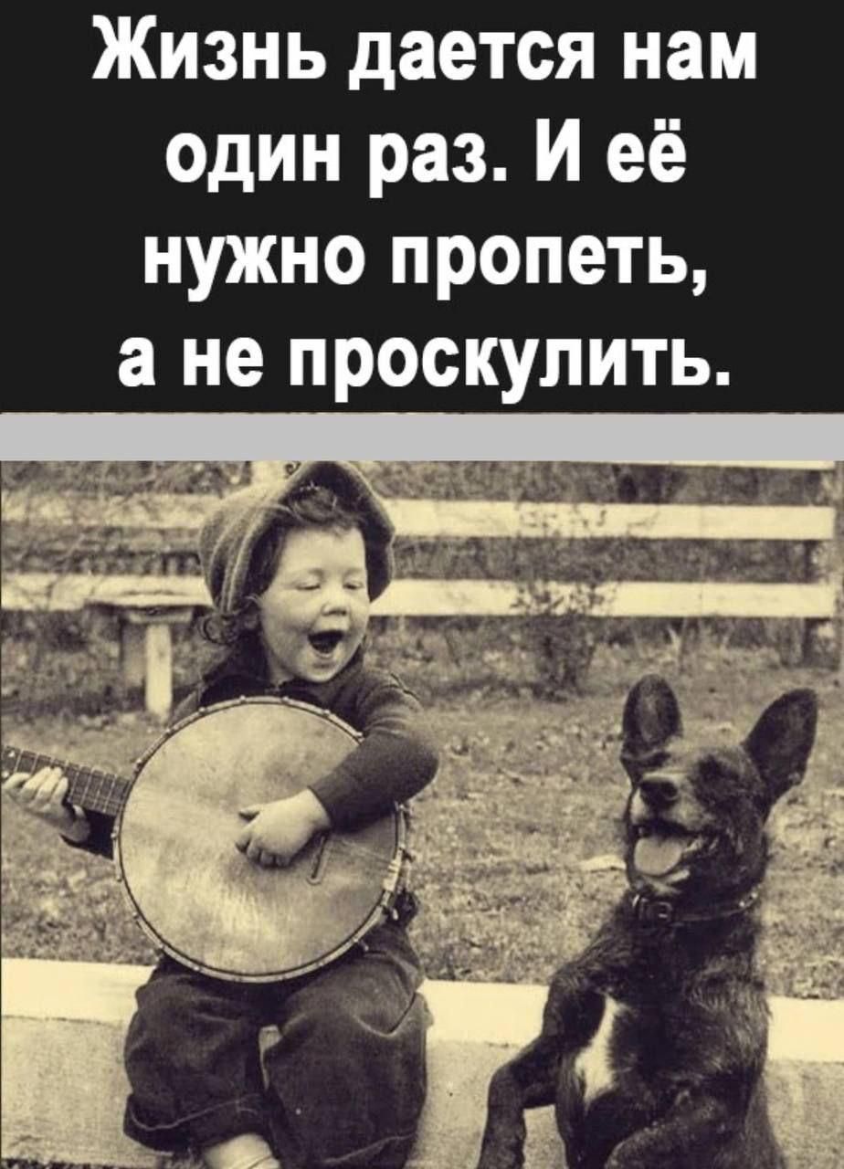 Жизнь дается нам один раз. И её нужно пропеть, а не проскулить.