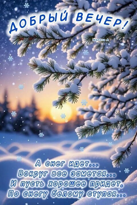 ДОБРЫЙ ВЕЧЕР! А снег идёт... Вокруг всё заметалось... И пусть хорошее придет, По снегу белому ступал...