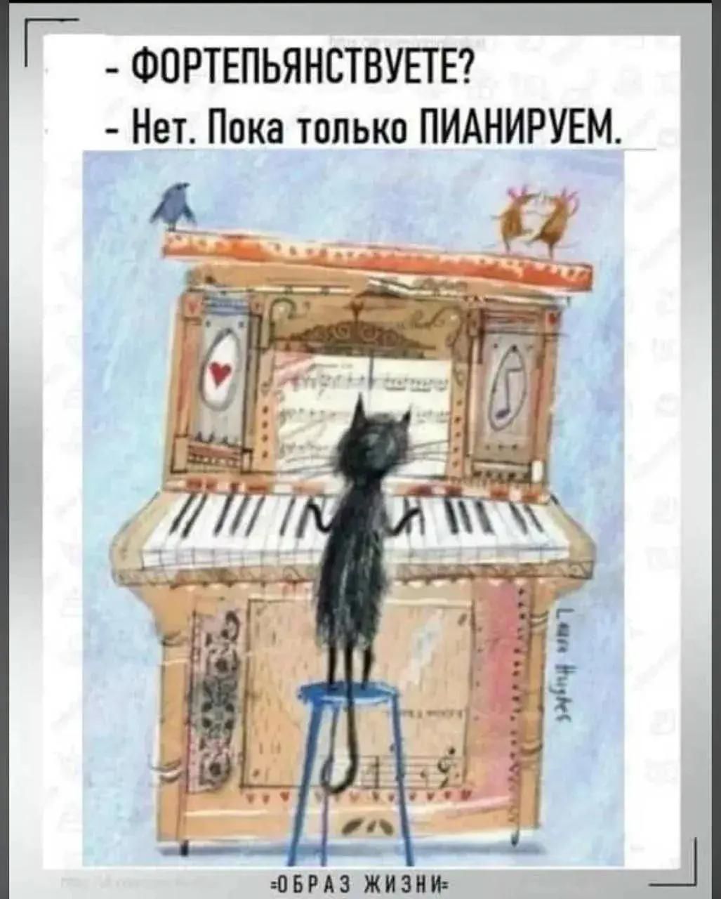 - Фортепьяняствуете?
- Нет. Пока только ПИАНИРУЕМ.