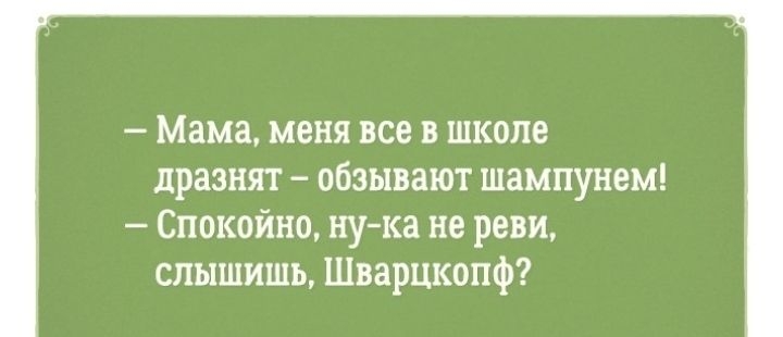 Мама меня все в школе дразнят обзывают шампунем Спокойно нука не реви слышишь Шварцкопф