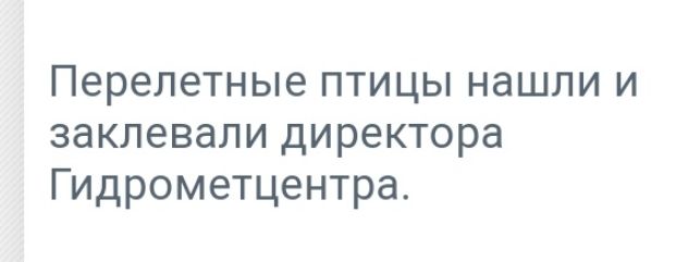 Перелетные птицы нашли и заклевали директора Гидрометцентра