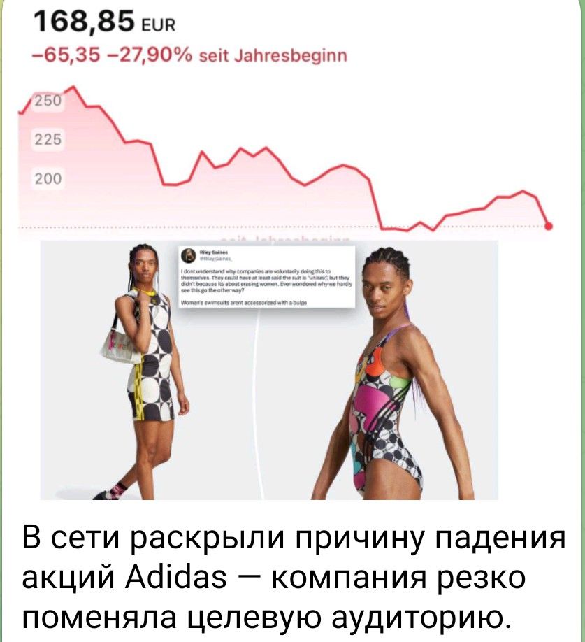 В сети раскрыли причину падения акций Adidas — компания резко поменяла целевую аудиторию.